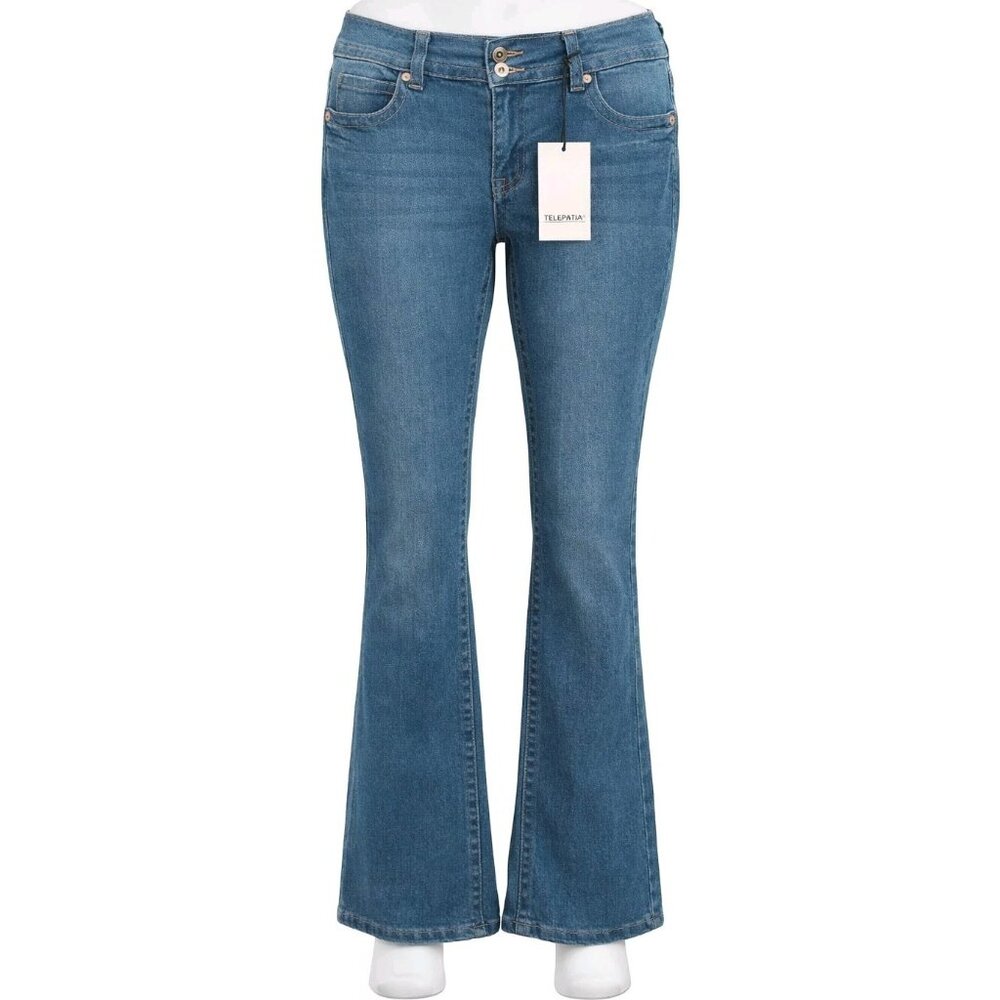 Telepatia Bootcut Jeans Low Rise Stretch Denim Blue Juniors 15/32‎ NWT